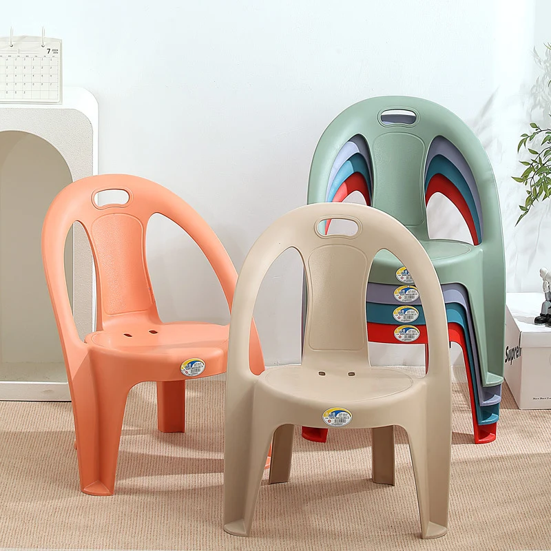 Modern Minimalist Round PP Stackable Backrest Armrest Kids Chair For Living Room