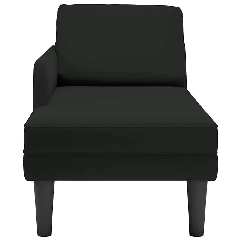 Chaise lounge c/ almofada/apoio de braços direito veludo preto