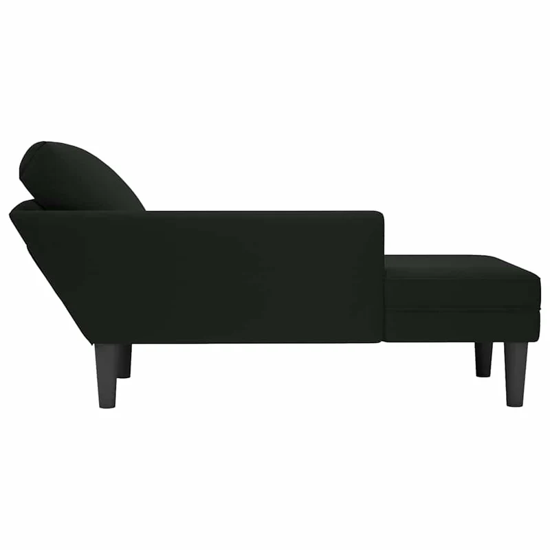 Chaise lounge c/ almofada/apoio de braços direito veludo preto