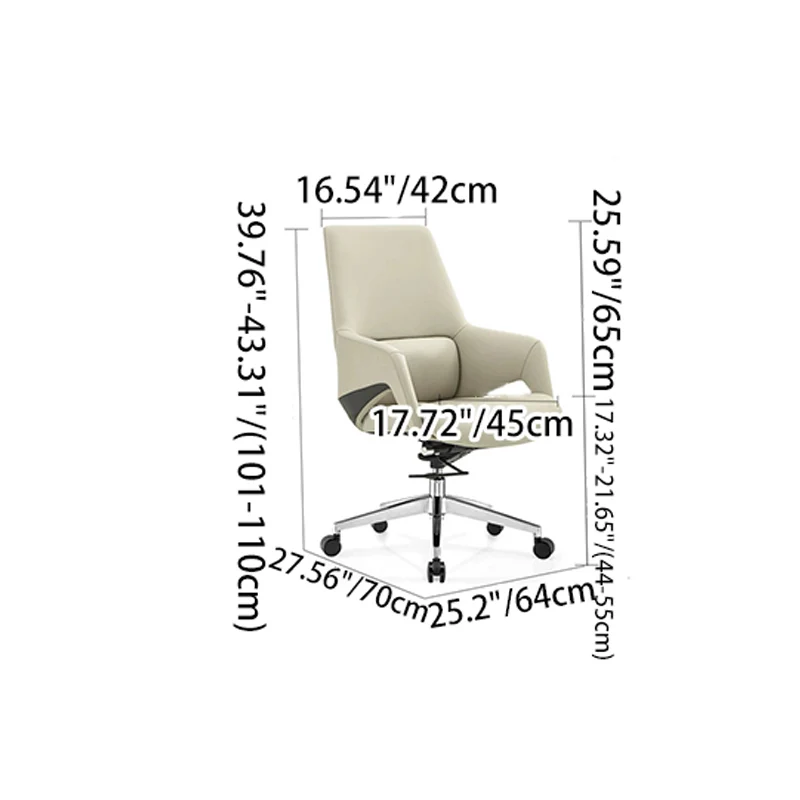 Modern Simplicity Silicone Leather Aluminum Alloy Sponge Rectangular Desk Chair Armrest Headrest Reclining For Home Office