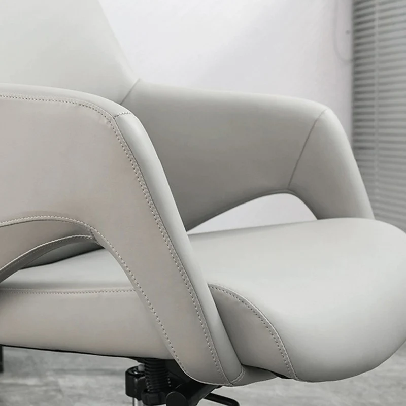 Modern Simplicity Silicone Leather Aluminum Alloy Sponge Rectangular Desk Chair Armrest Headrest Reclining For Home Office