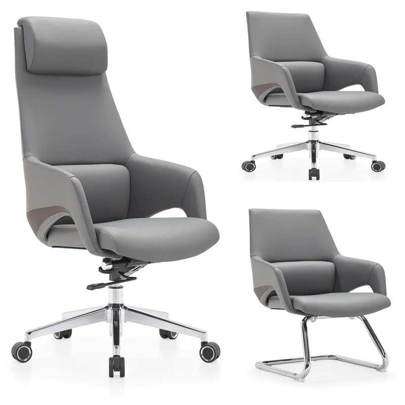 Modern Simplicity Silicone Leather Aluminum Alloy Sponge Rectangular Desk Chair Armrest Headrest Reclining For Home Office