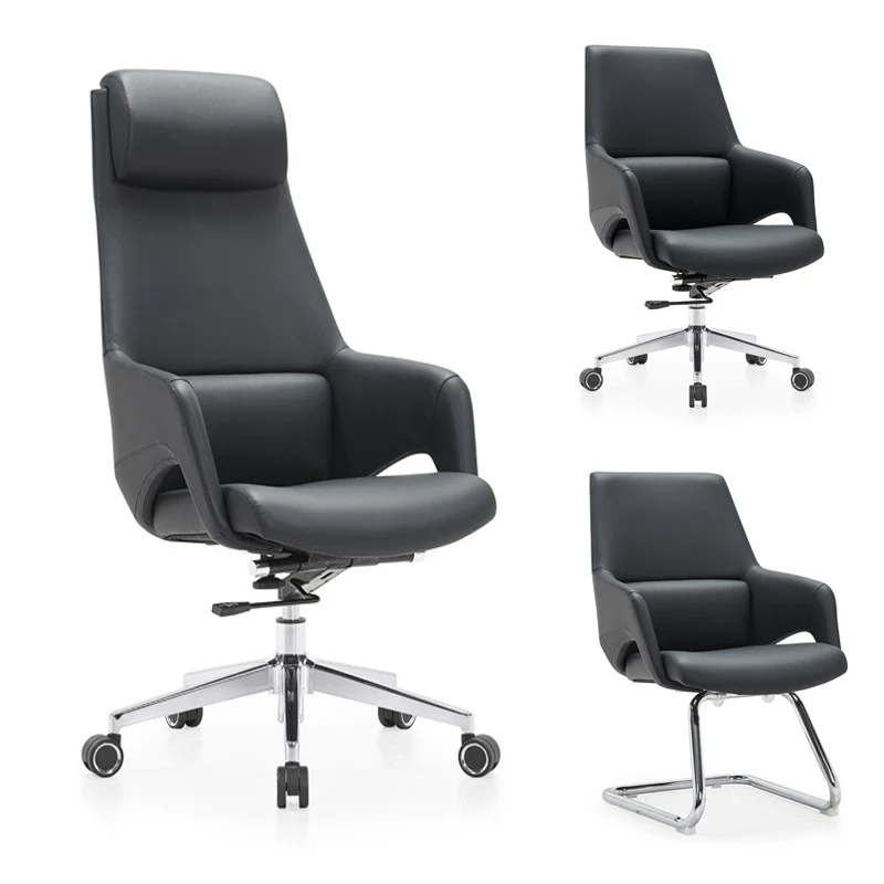 Modern Simplicity Silicone Leather Aluminum Alloy Sponge Rectangular Desk Chair Armrest Headrest Reclining For Home Office