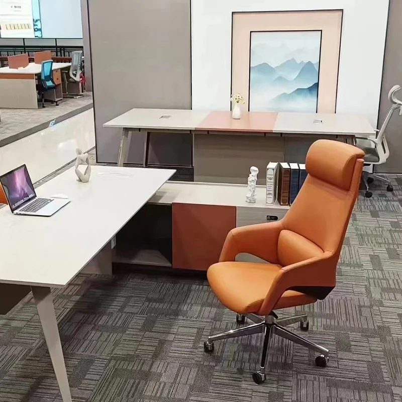 Modern Simplicity Silicone Leather Aluminum Alloy Sponge Rectangular Desk Chair Armrest Headrest Reclining For Home Office