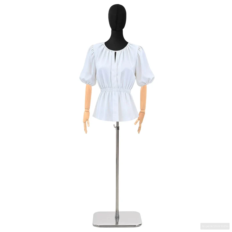 Mannequin Ajustável de 165-213 cm com Base Feminino PP Preto