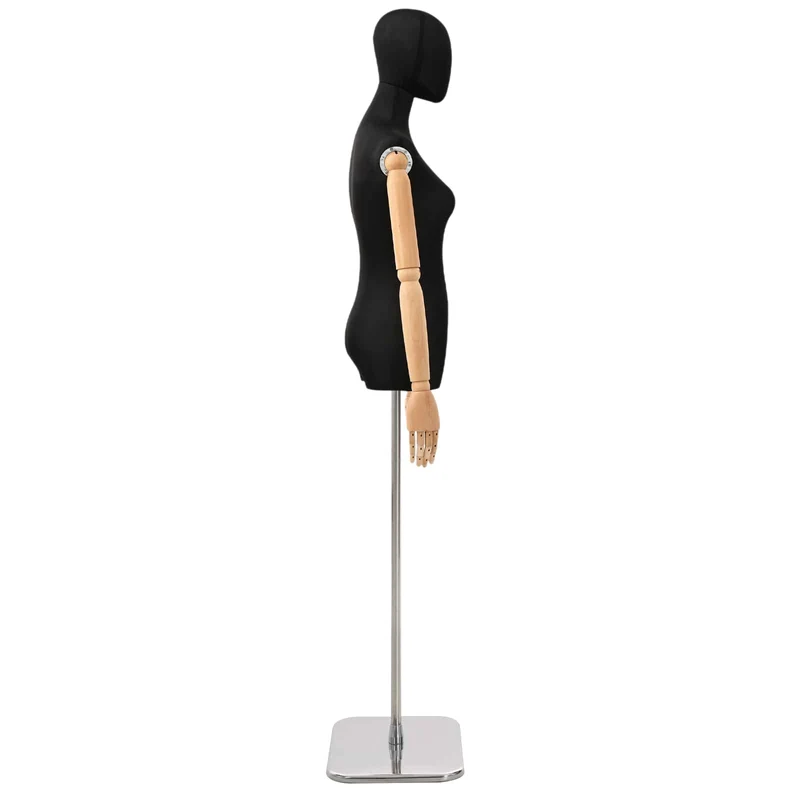 Mannequin Ajustável de 165-213 cm com Base Feminino PP Preto
