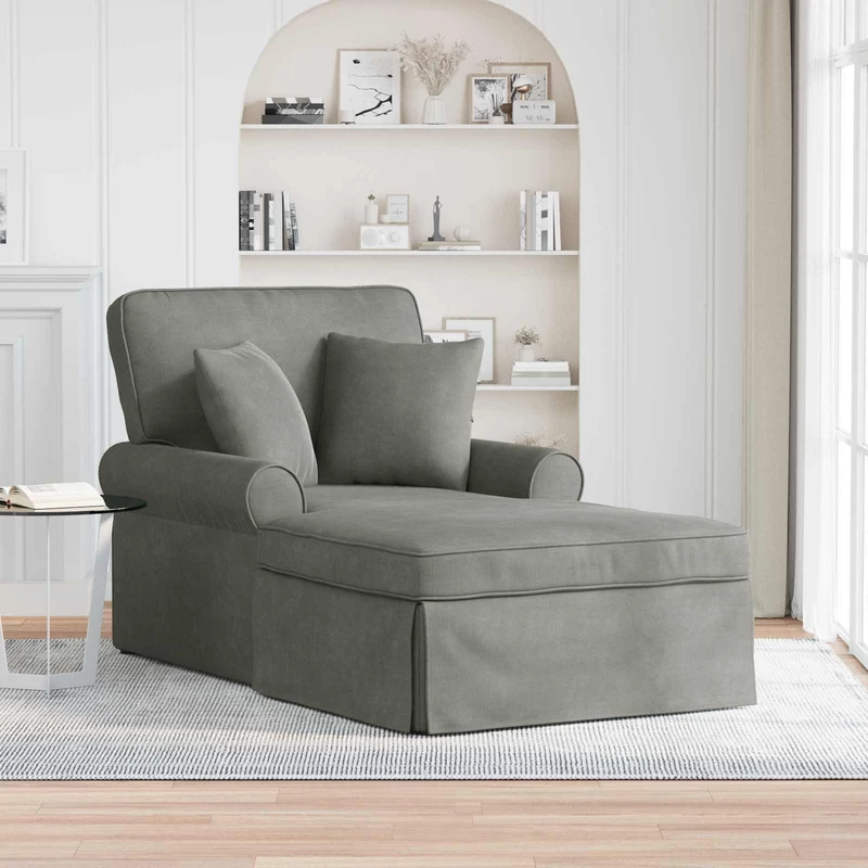 Chaise Lounge com Saia 3 unid. Cinzento-claro 91 x 157 x 91 cm