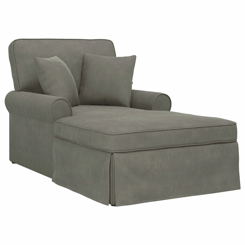 Chaise Lounge com Saia 3 unid. Cinzento-claro 91 x 157 x 91 cm