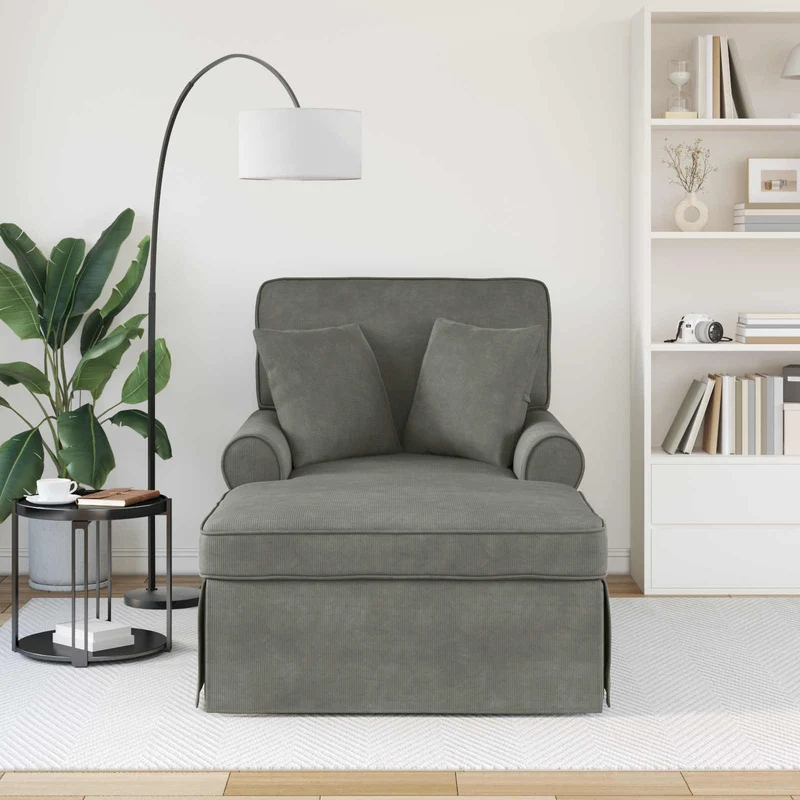Chaise Lounge com Saia 3 unid. Cinzento-claro 91 x 157 x 91 cm