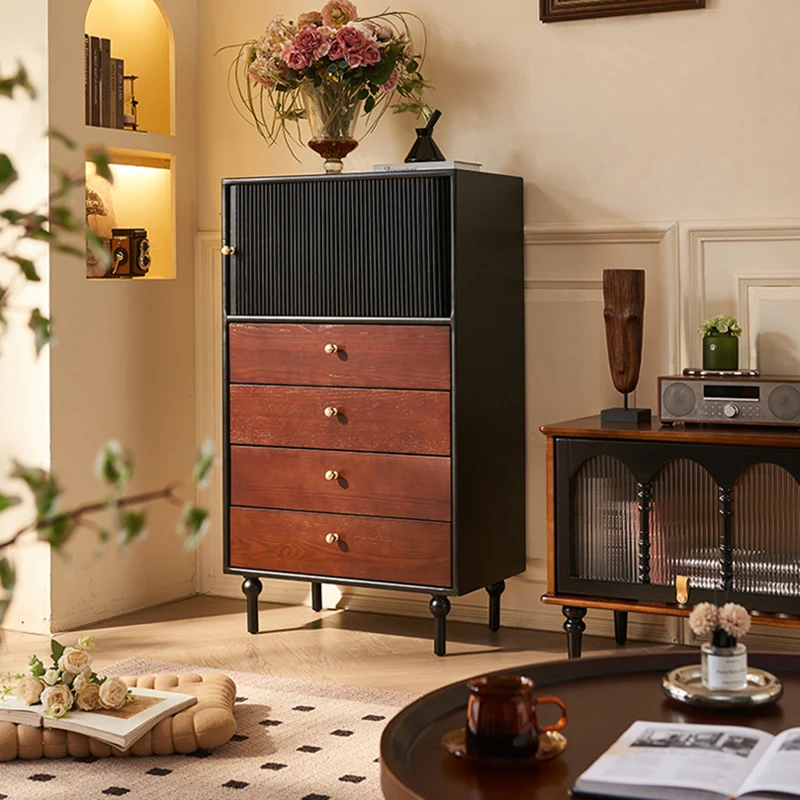 Traditional Vintage Solid Wood Rectangular Storage Cabinet With 4 Drawers For Bedroom & Living Room