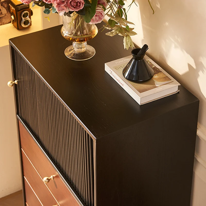 Traditional Vintage Solid Wood Rectangular Storage Cabinet With 4 Drawers For Bedroom & Living Room