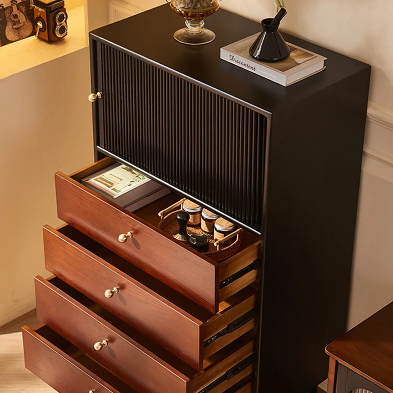 Traditional Vintage Solid Wood Rectangular Storage Cabinet With 4 Drawers For Bedroom & Living Room
