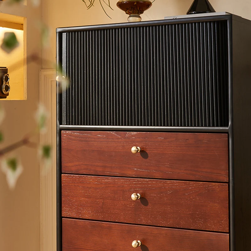 Traditional Vintage Solid Wood Rectangular Storage Cabinet With 4 Drawers For Bedroom & Living Room