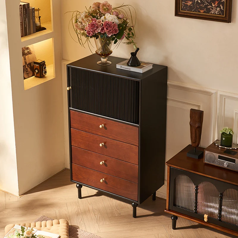 Traditional Vintage Solid Wood Rectangular Storage Cabinet With 4 Drawers For Bedroom & Living Room