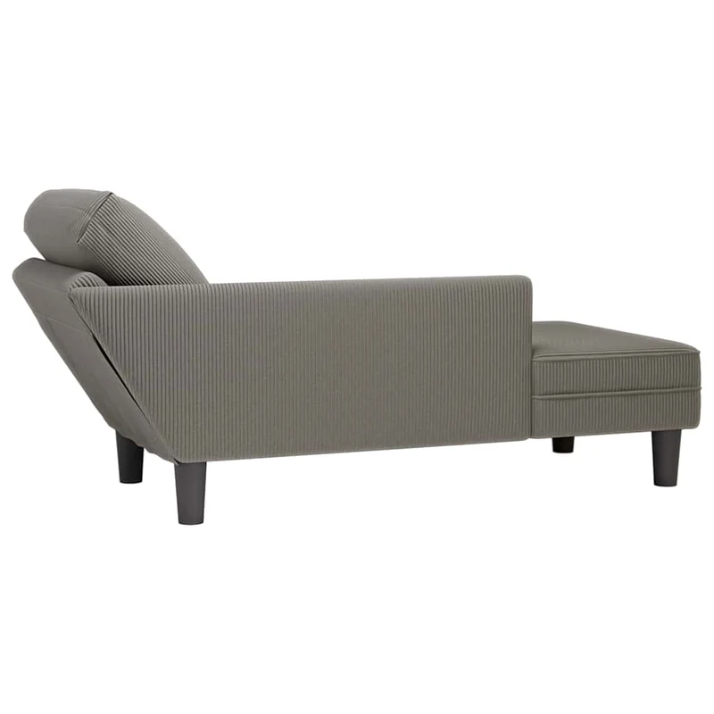 Chaise lounge com almofada tecido corduroy cinzento claro