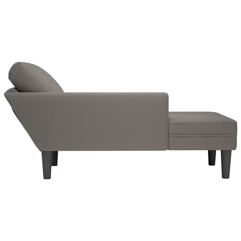 Chaise lounge com almofada tecido corduroy cinzento claro