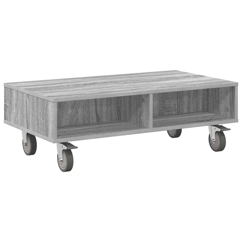 Mesa Lateral com Rodas Cinzento Sonoma 90 x 50 x 30 cm