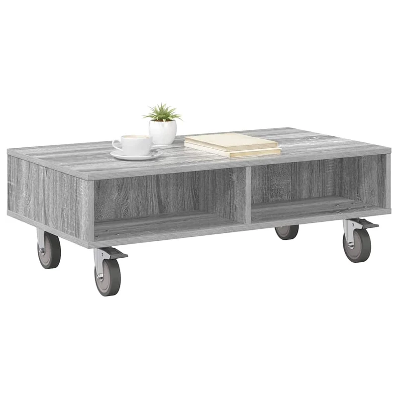 Mesa Lateral com Rodas Cinzento Sonoma 90 x 50 x 30 cm