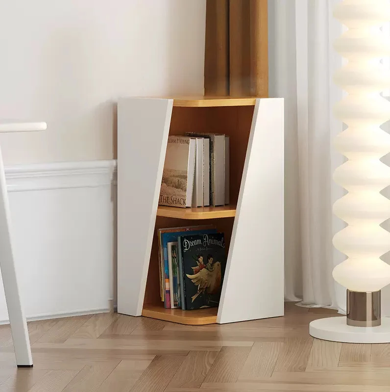 Modern Minimalist Triangle MDF Compact Corner Bookcase 2/4/6-Tier Storage Rack For Home Office