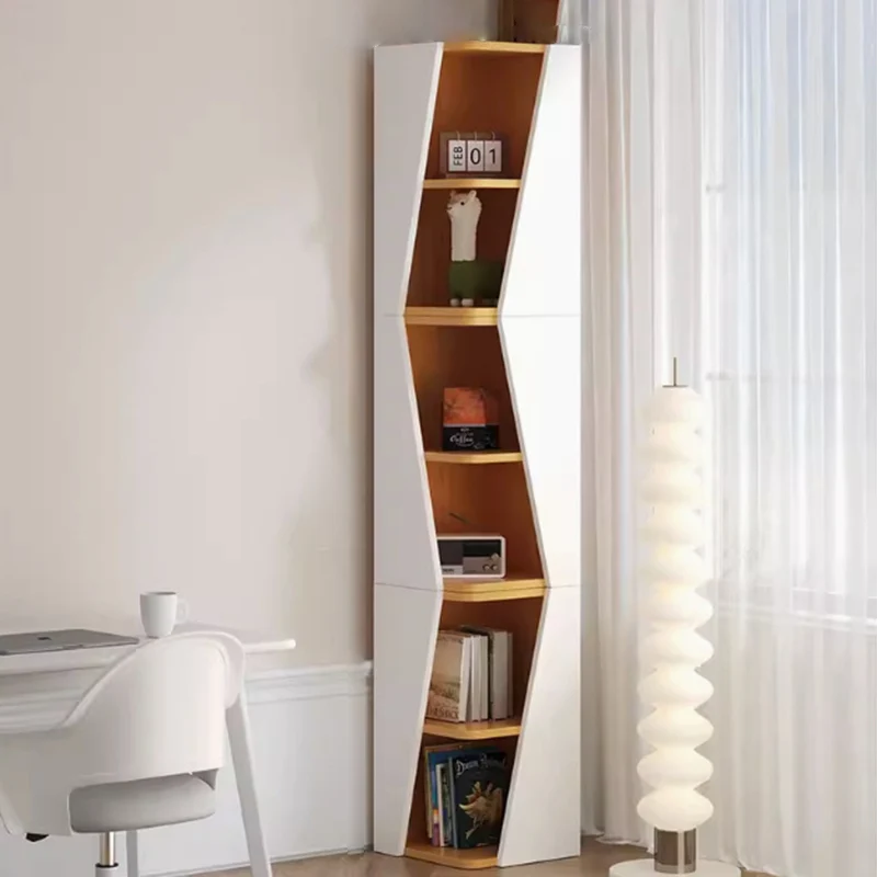 Modern Minimalist Triangle MDF Compact Corner Bookcase 2/4/6-Tier Storage Rack For Home Office