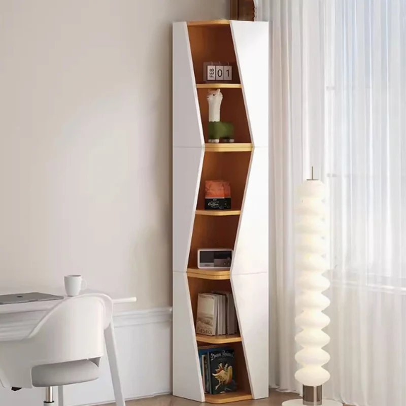 Modern Minimalist Triangle MDF Compact Corner Bookcase 2/4/6-Tier Storage Rack For Home Office