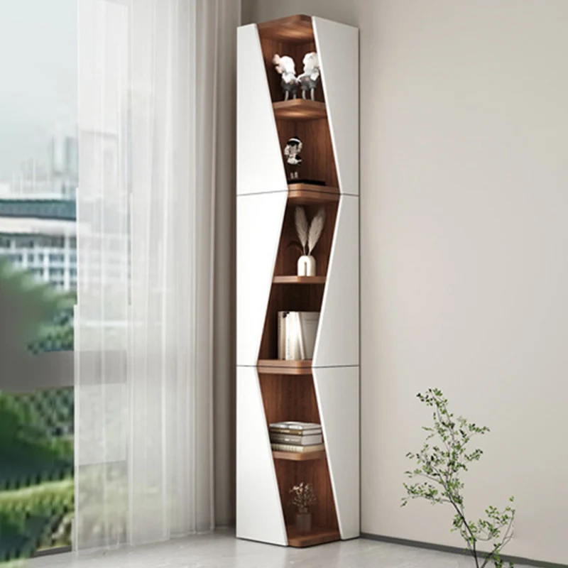 Modern Minimalist Triangle MDF Compact Corner Bookcase 2/4/6-Tier Storage Rack For Home Office