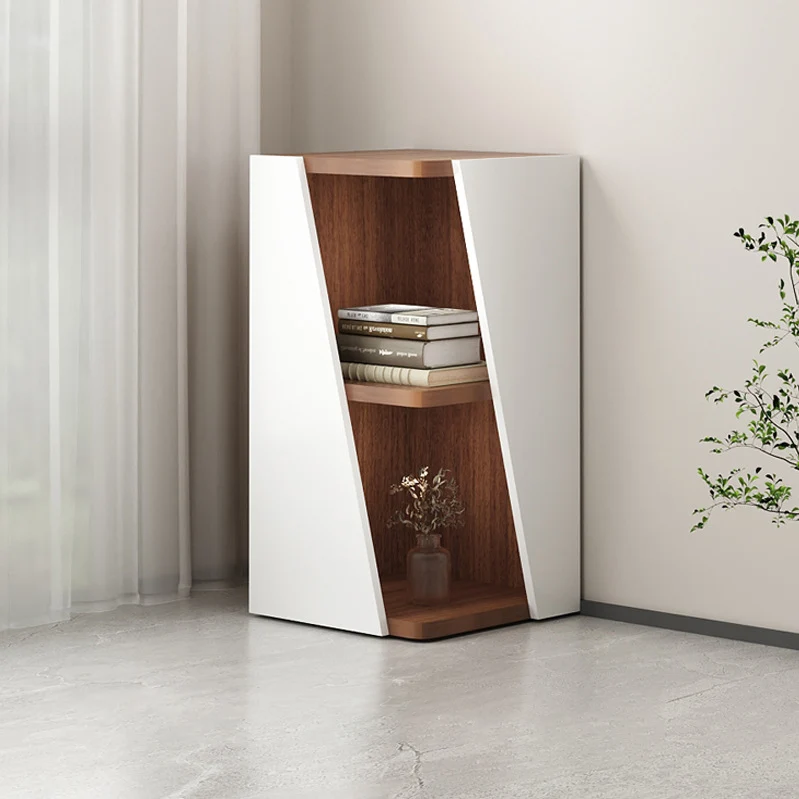 Modern Minimalist Triangle MDF Compact Corner Bookcase 2/4/6-Tier Storage Rack For Home Office