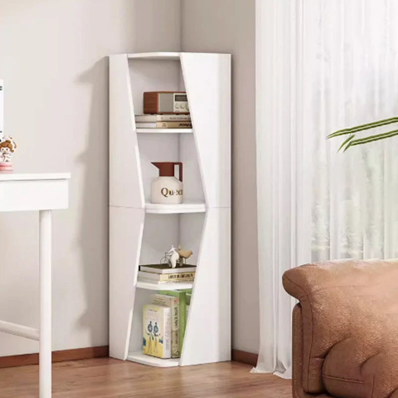 Modern Minimalist Triangle MDF Compact Corner Bookcase 2/4/6-Tier Storage Rack For Home Office