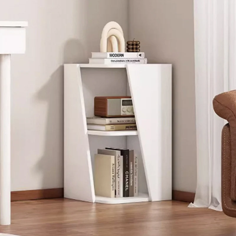 Modern Minimalist Triangle MDF Compact Corner Bookcase 2/4/6-Tier Storage Rack For Home Office
