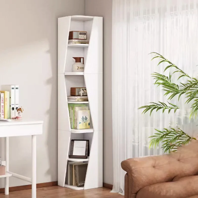 Modern Minimalist Triangle MDF Compact Corner Bookcase 2/4/6-Tier Storage Rack For Home Office