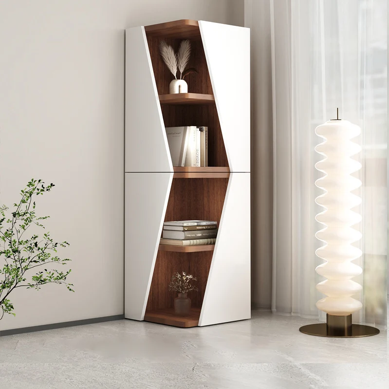 Modern Minimalist Triangle MDF Compact Corner Bookcase 2/4/6-Tier Storage Rack For Home Office