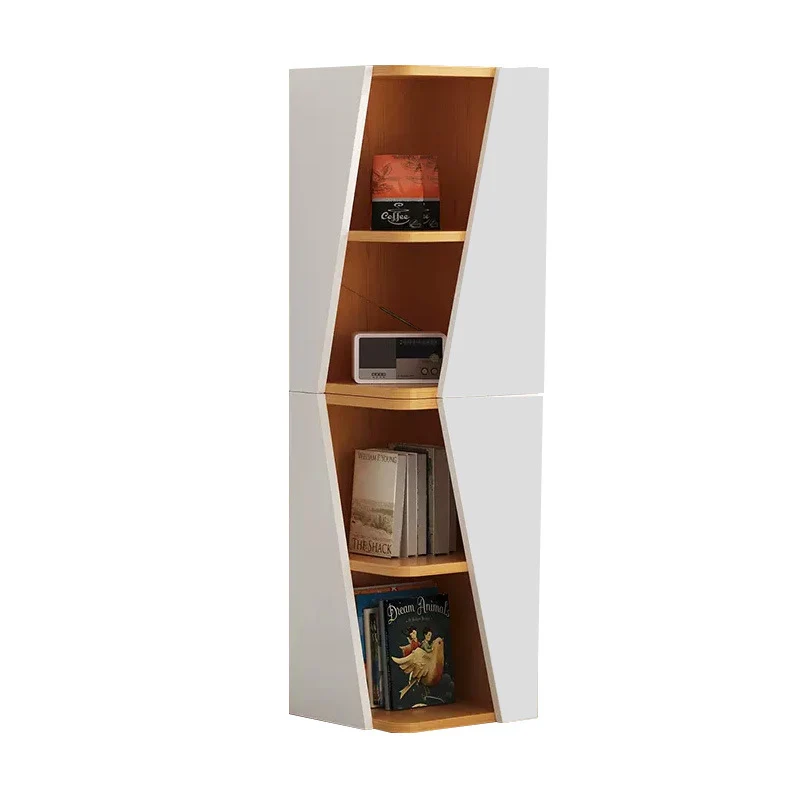Modern Minimalist Triangle MDF Compact Corner Bookcase 2/4/6-Tier Storage Rack For Home Office