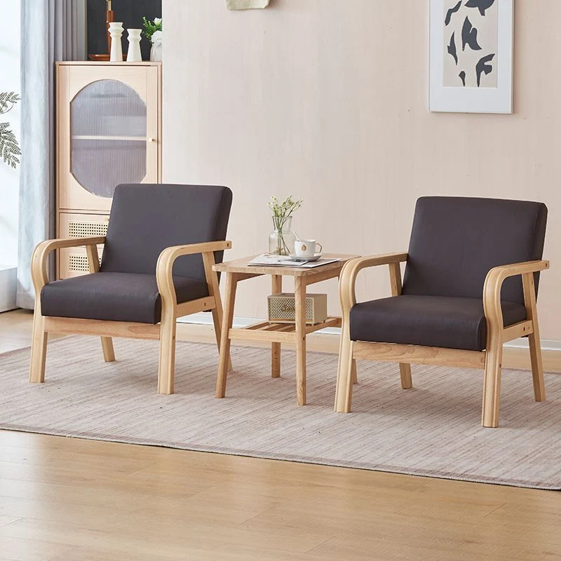 Modern Minimalist Pine Solid Wood Plywood Medium Density Fiberboard PU Leather Latex Beads Table & Chair Set for Living Room