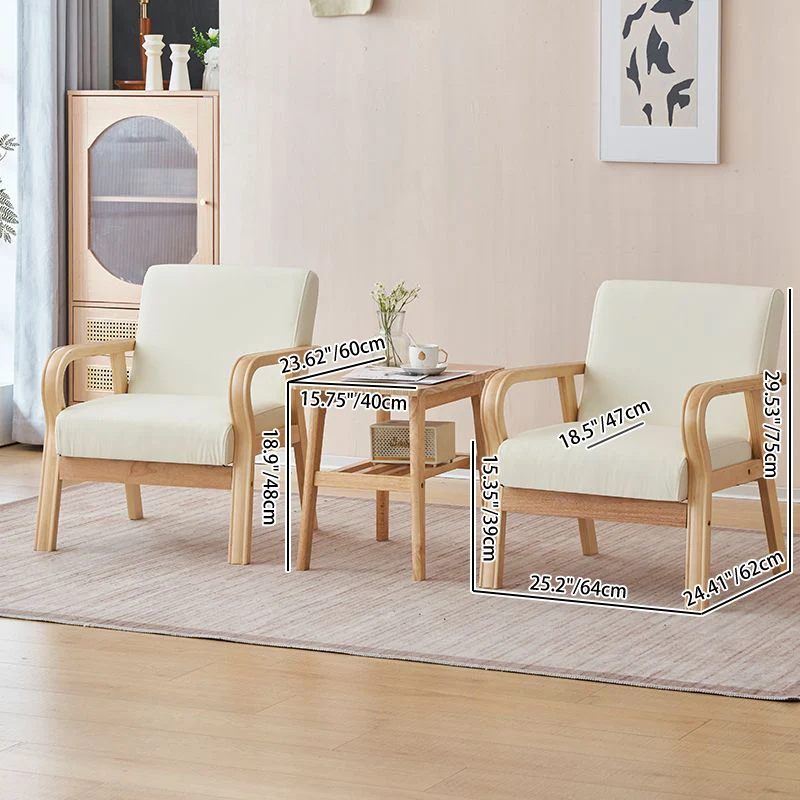 Modern Minimalist Pine Solid Wood Plywood Medium Density Fiberboard PU Leather Latex Beads Table & Chair Set for Living Room