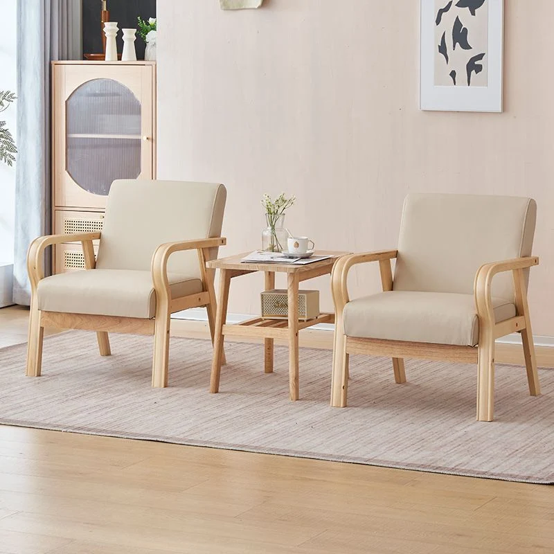 Modern Minimalist Pine Solid Wood Plywood Medium Density Fiberboard PU Leather Latex Beads Table & Chair Set for Living Room