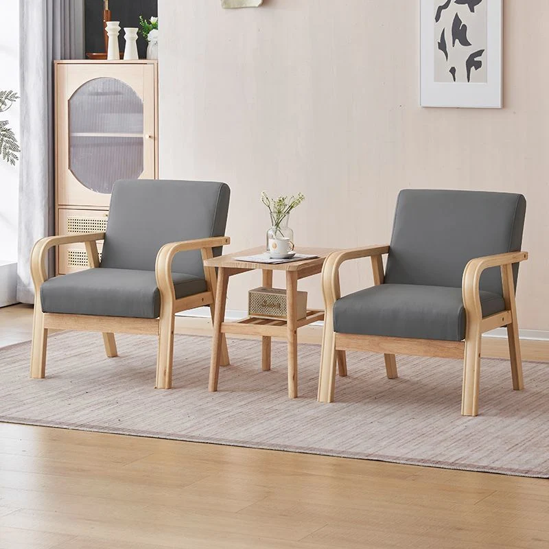 Modern Minimalist Pine Solid Wood Plywood Medium Density Fiberboard PU Leather Latex Beads Table & Chair Set for Living Room