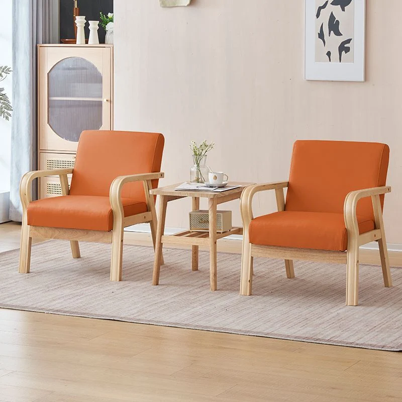 Modern Minimalist Pine Solid Wood Plywood Medium Density Fiberboard PU Leather Latex Beads Table & Chair Set for Living Room