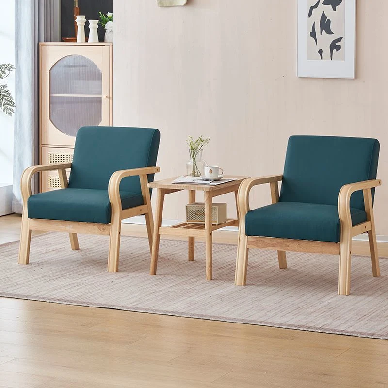 Modern Minimalist Pine Solid Wood Plywood Medium Density Fiberboard PU Leather Latex Beads Table & Chair Set for Living Room