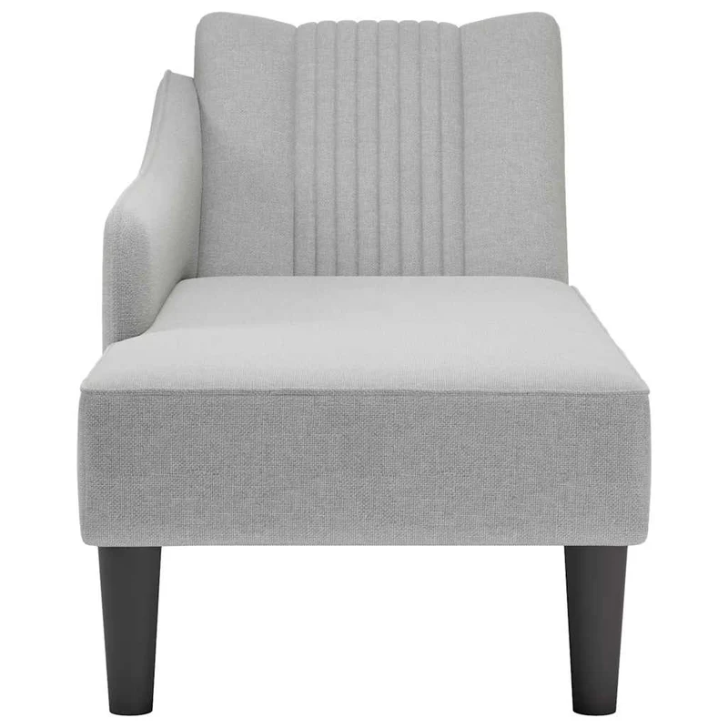Chaise lounge com apoio de braço direito em tecido cinzento nuvem