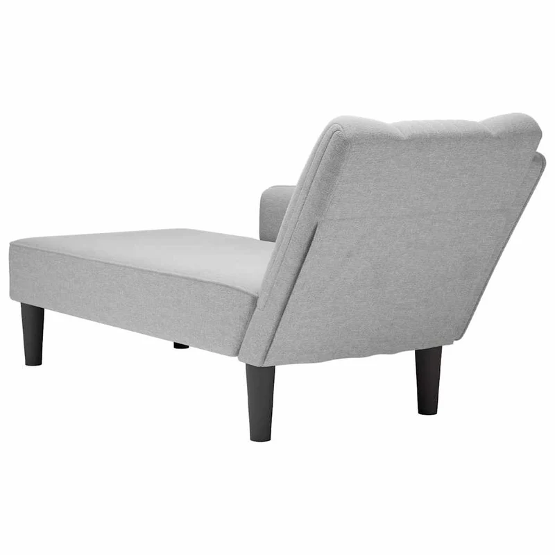 Chaise lounge com apoio de braço direito em tecido cinzento nuvem