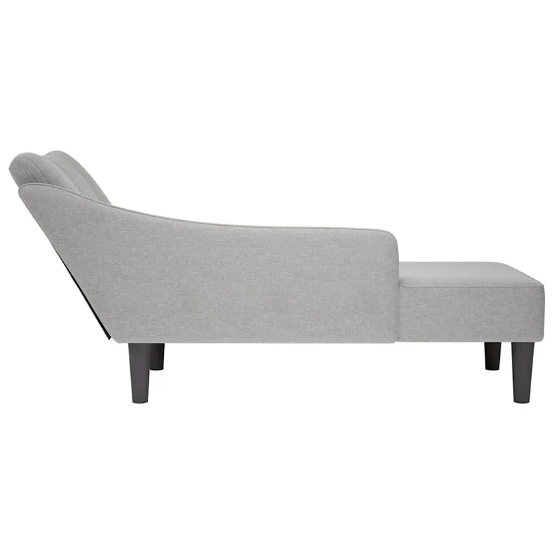 Chaise lounge com apoio de braço direito em tecido cinzento nuvem