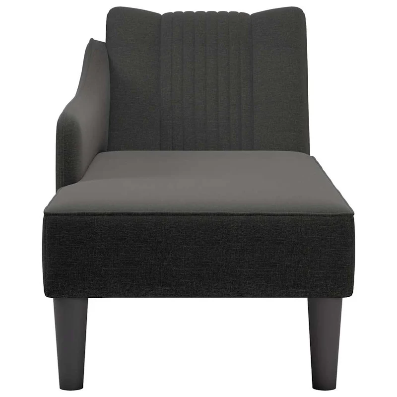 Chaise lounge com apoio de braço direito em tecido preto