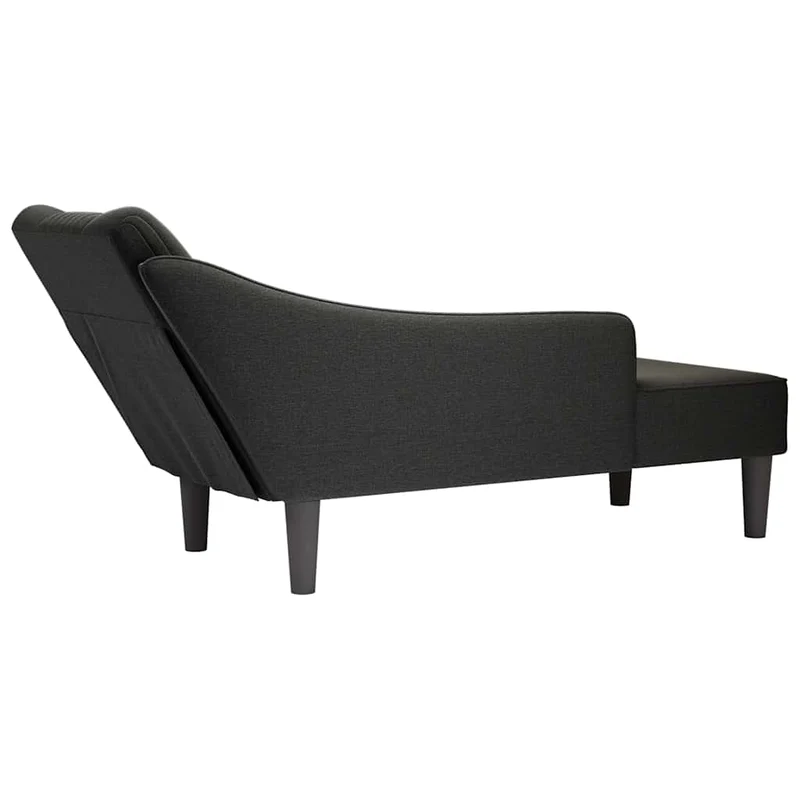 Chaise lounge com apoio de braço direito em tecido preto