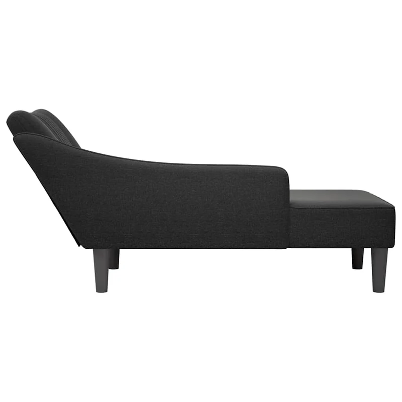 Chaise lounge com apoio de braço direito em tecido preto