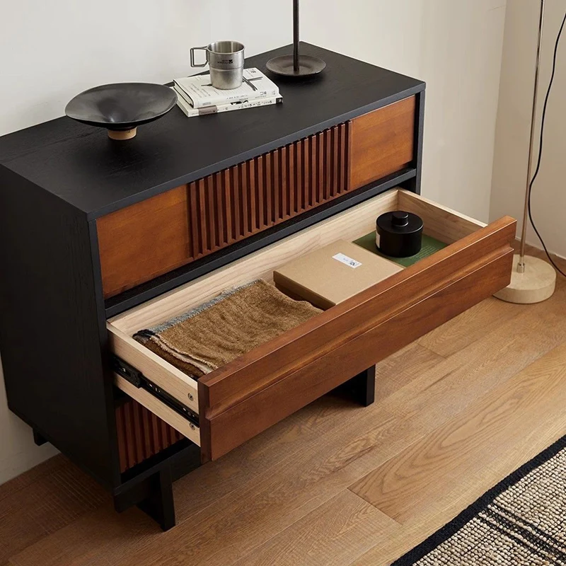 Traditional French Plywood Rectangular Narrow Console Table Storage Cabinet 3-Drawer For Entryway