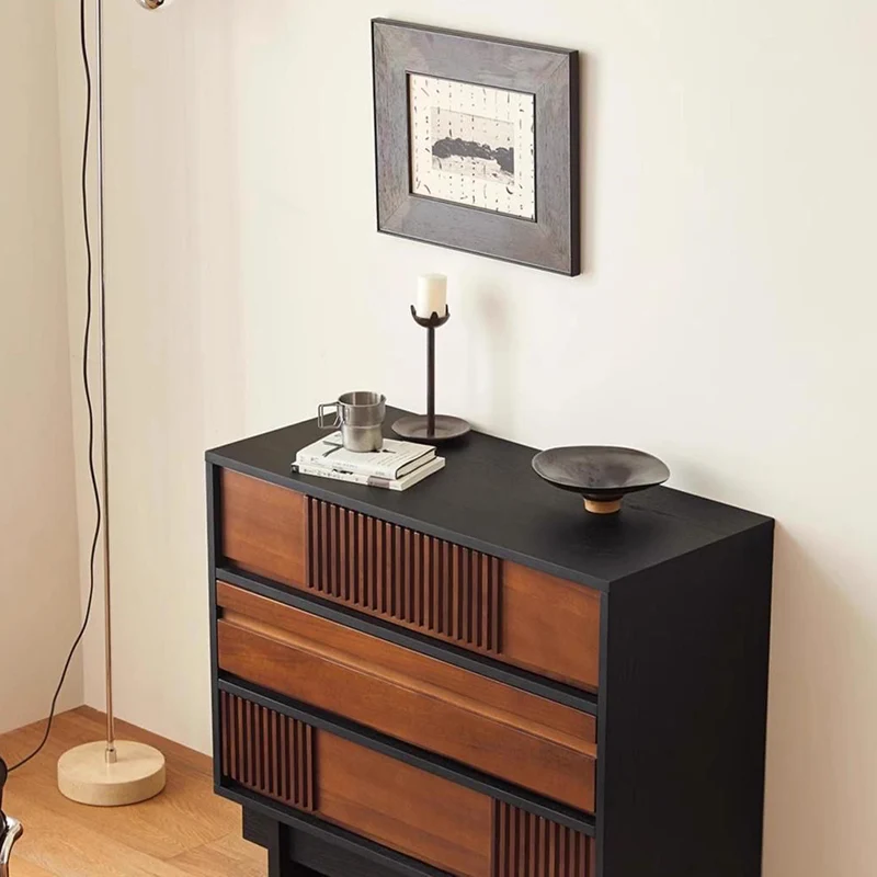 Traditional French Plywood Rectangular Narrow Console Table Storage Cabinet 3-Drawer For Entryway