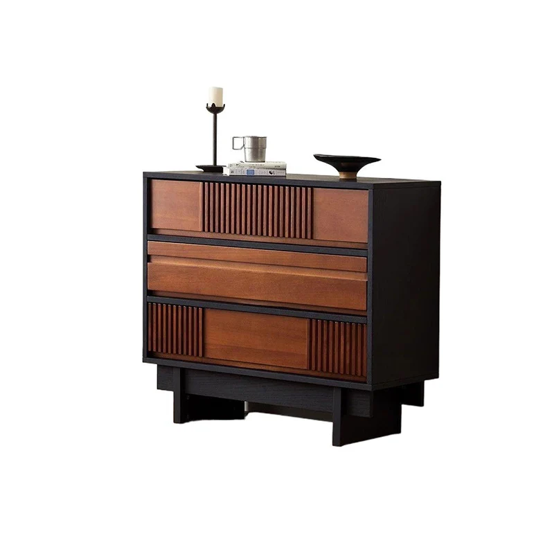 Traditional French Plywood Rectangular Narrow Console Table Storage Cabinet 3-Drawer For Entryway