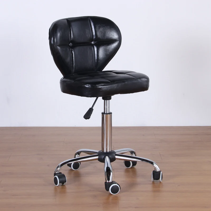 Contemporary Nordic Square PU Leather Plywood Steel Swivel Desk Chair Backrest Armless For Study