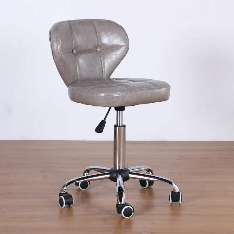 Contemporary Nordic Square PU Leather Plywood Steel Swivel Desk Chair Backrest Armless For Study
