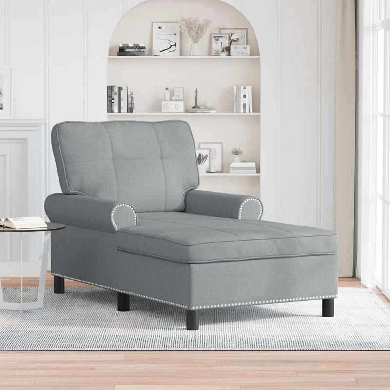 Chaise Lounge Cinzento-claro tecido 91 x 157 x 91 cm